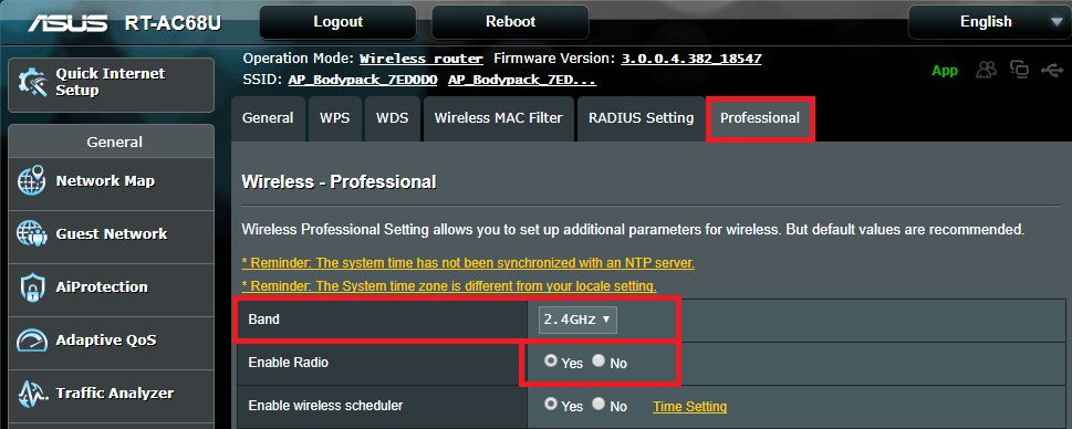 Resetting the Asus access point to router mode